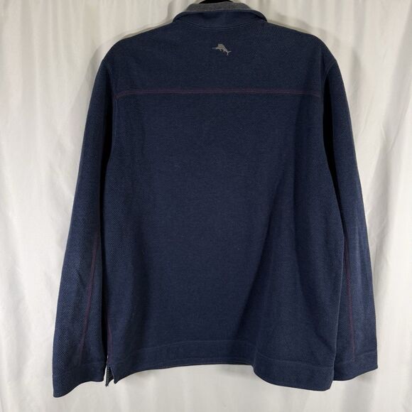 Tommy Bahama Reversible Sweater Men's Medium Blue Grey 1/4 Zip 100% Cotton - Picture 9 of 11